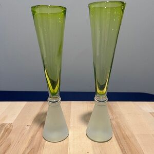 Elegant Vintage Hand Blown Green Glass